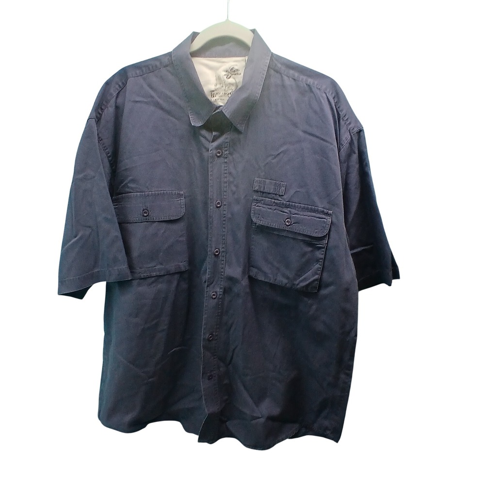 Bugle Boy Authentics XXL Navy Blue Short Sleeve Utility Shirt Gropcore Dadcore